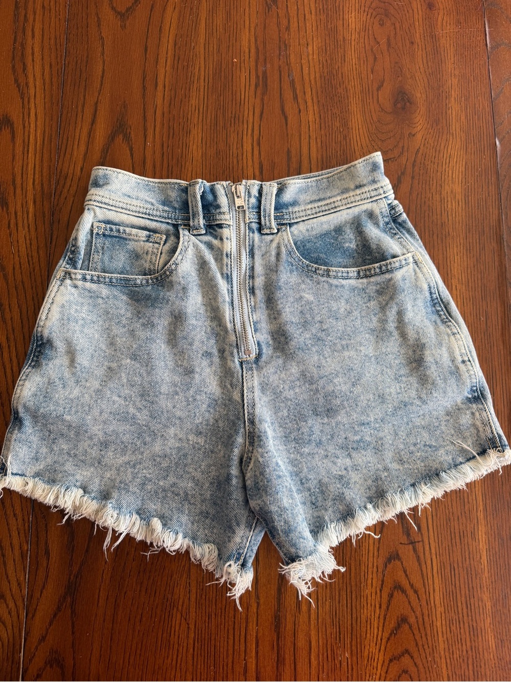 Hollister Light Blue Acid-Wash High-Rise Denim Shorts